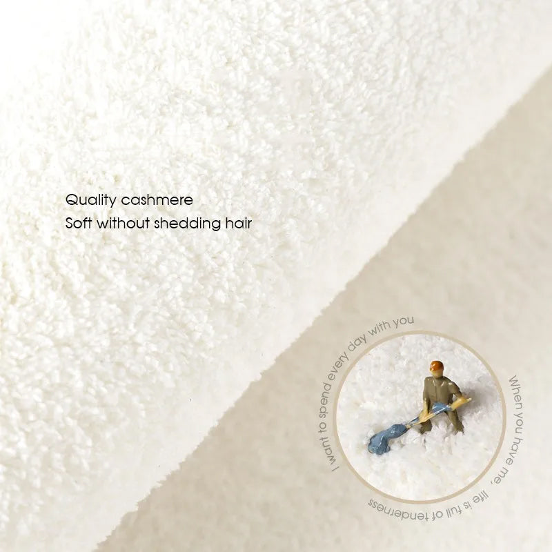 Tapis rond beige effet fibre tressée, velours épais 9 mm