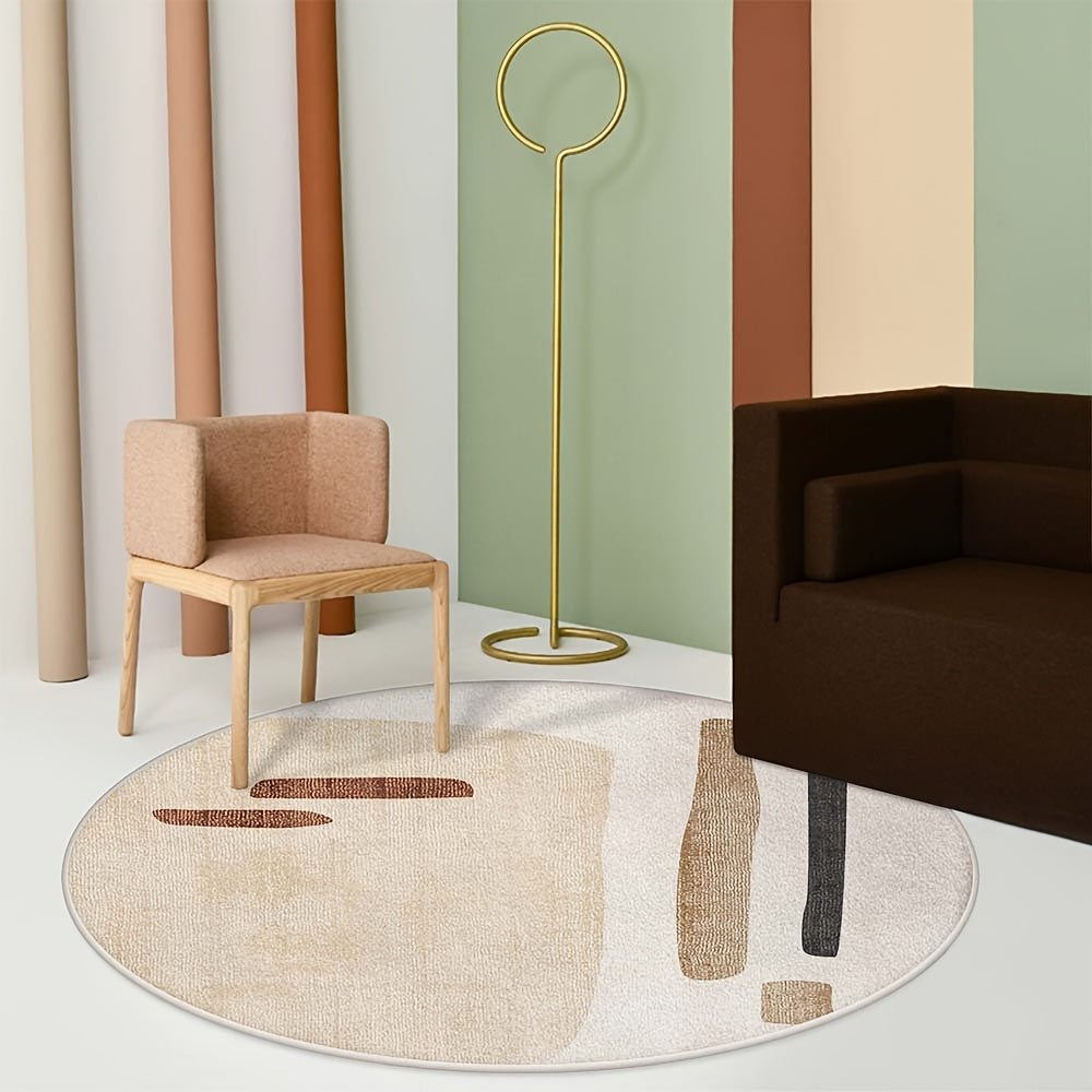 Tapis rond crème à cinq formes de terre, velours tissé plat