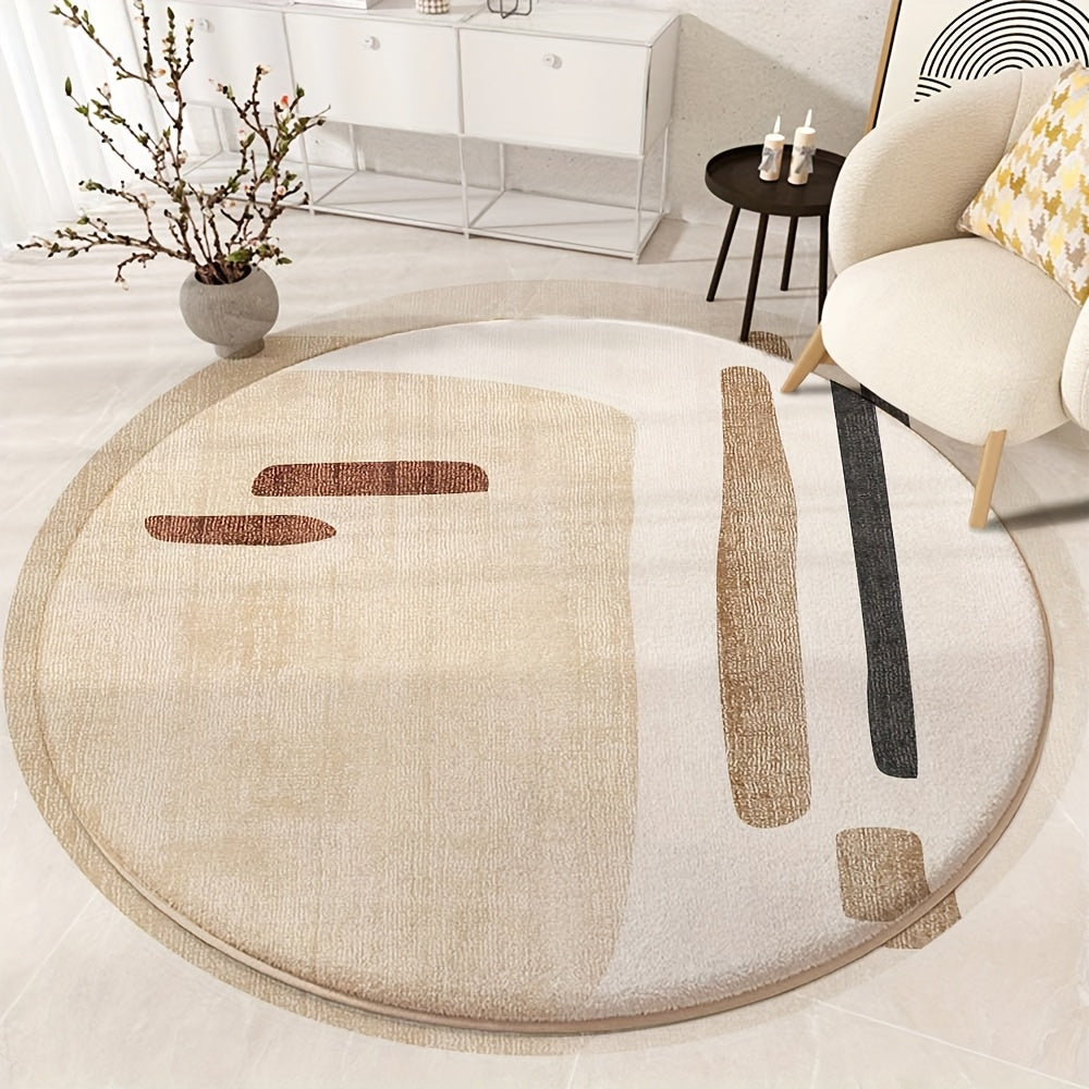 Tapis rond crème à cinq formes de terre, velours tissé plat