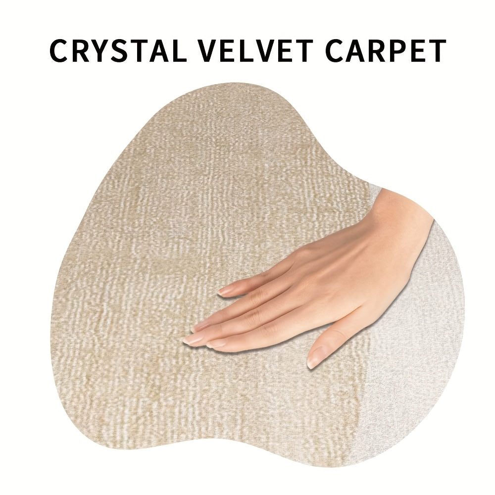 Tapis rond crème à cinq formes de terre, velours tissé plat