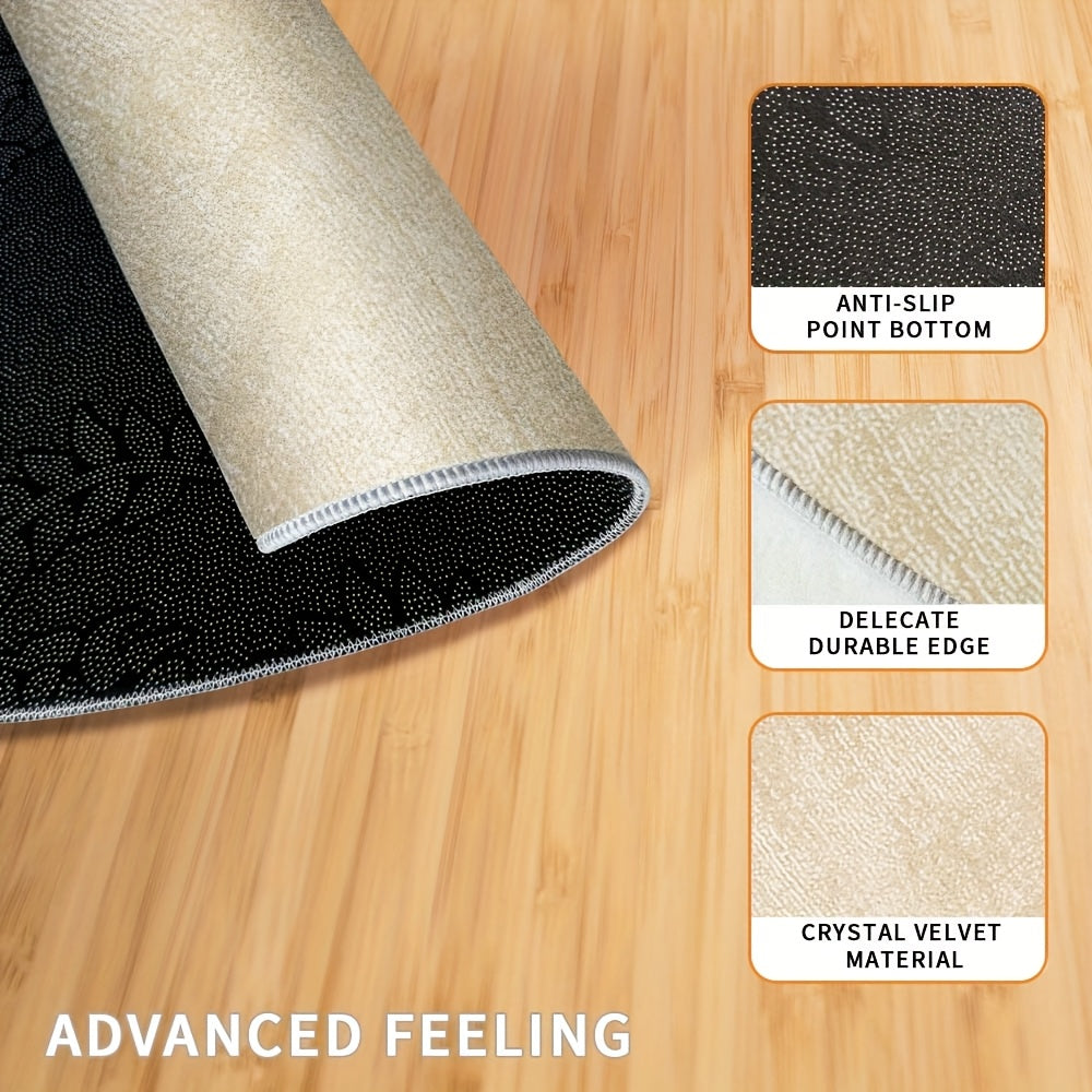 Tapis rond crème à cinq formes de terre, velours tissé plat