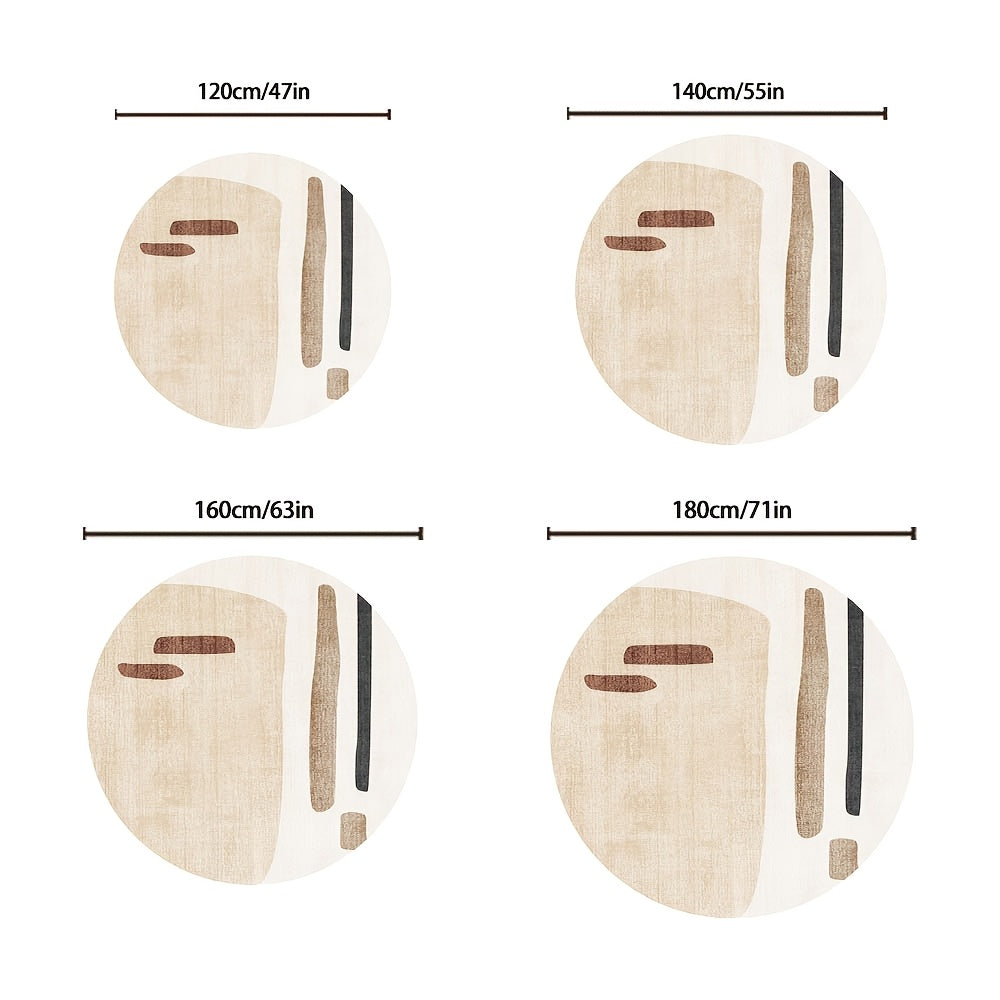 Tapis rond crème à cinq formes de terre, velours tissé plat