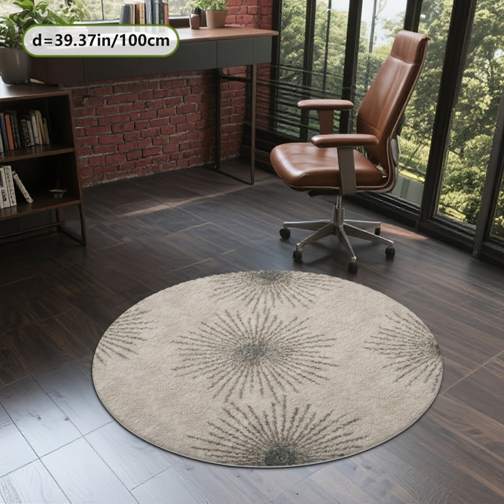 Tapis rond beige et gris à motif d'éclat radial, Ø 160 cm