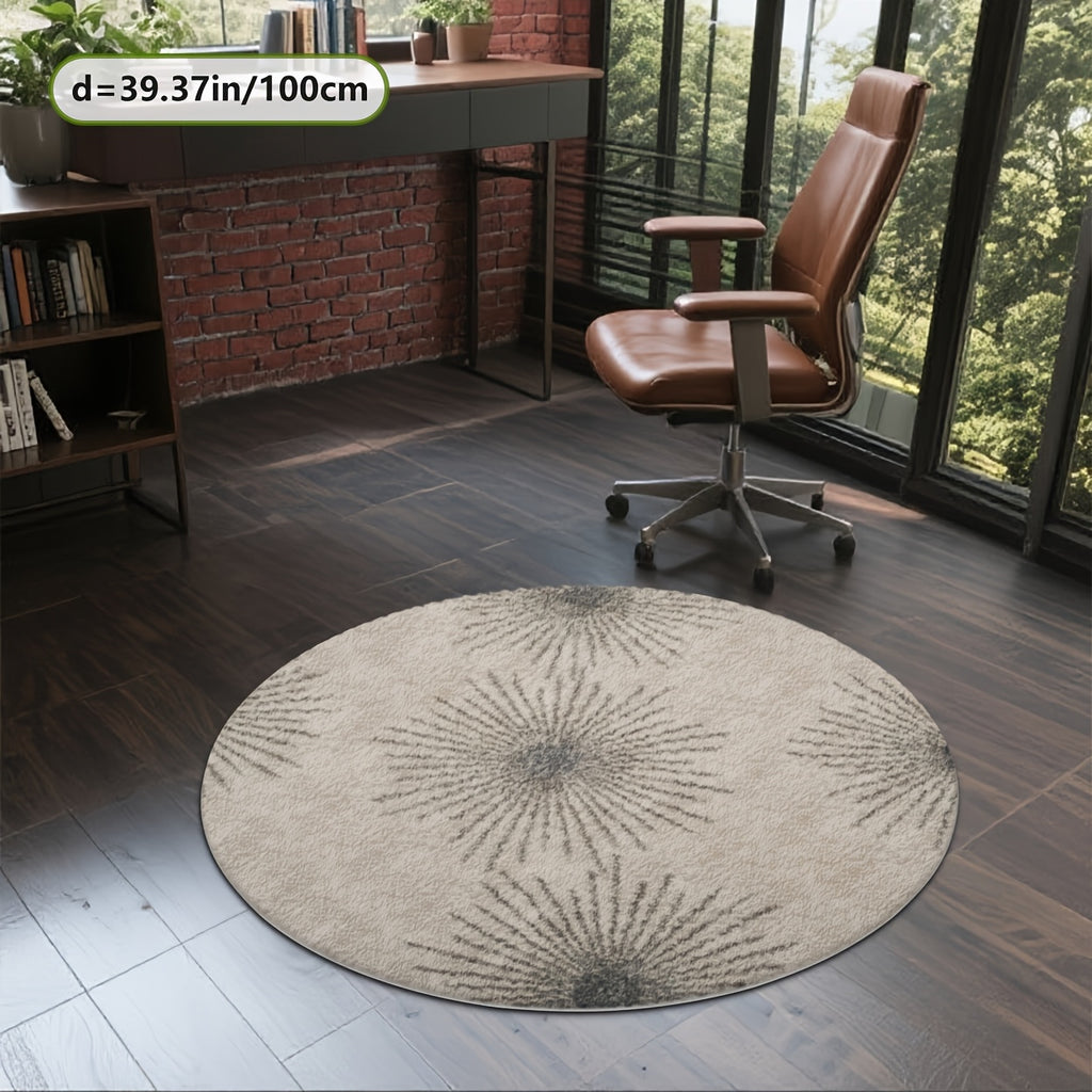 Tapis rond beige et gris à motif d'éclat radial, Ø 160 cm