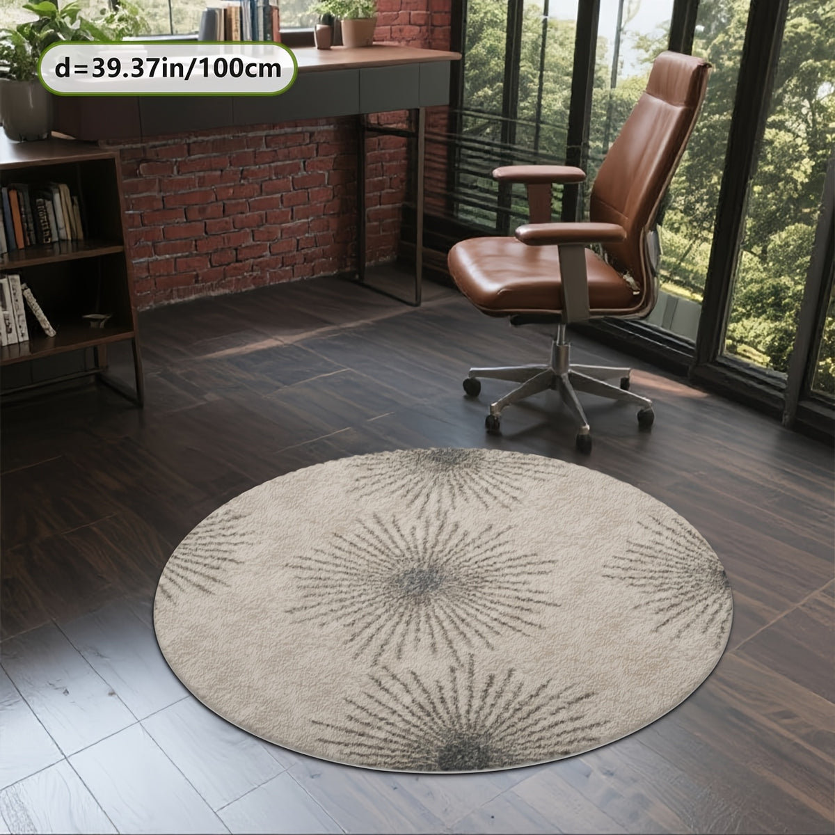 Tapis rond beige et gris à motif d'éclat radial, Ø 160 cm