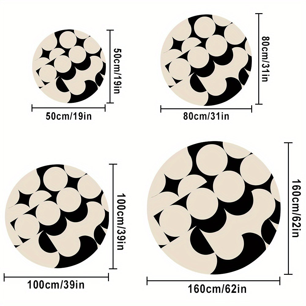 Tapis rond beige et noir à disques superposés, Ø 50 à 160