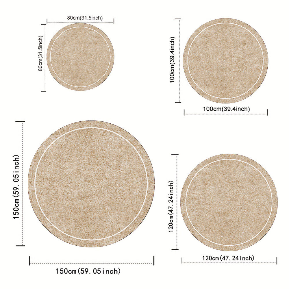 Tapis rond beige à dos à pois, dix-sept cotes de Ø 50 à 190