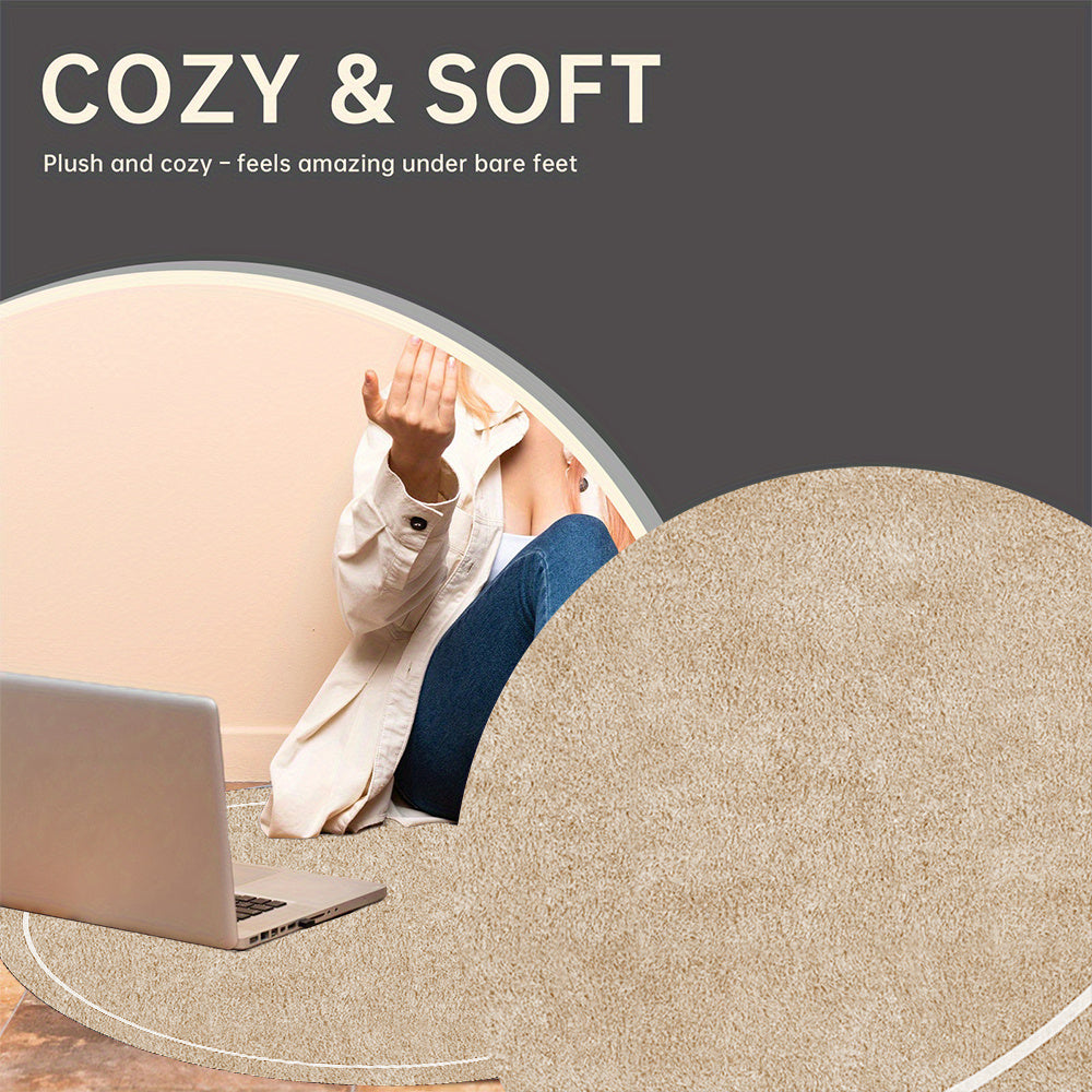 Tapis rond beige à dos à pois, dix-sept cotes de Ø 50 à 190