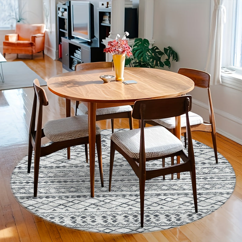 Tapis rond berbère gris ardoise et blanc, Ø 80 à 200 cm