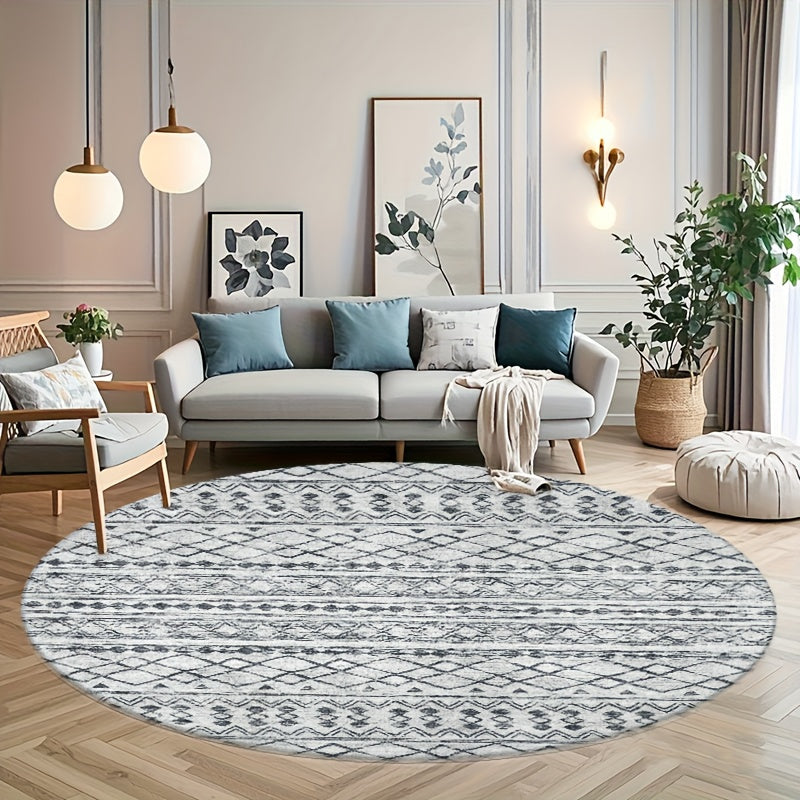 Tapis rond berbère gris ardoise et blanc, Ø 80 à 200 cm