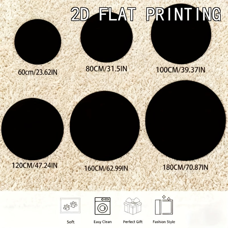 Tapis rond berbère noir et blanc, Ø 120 cm imprimé plat