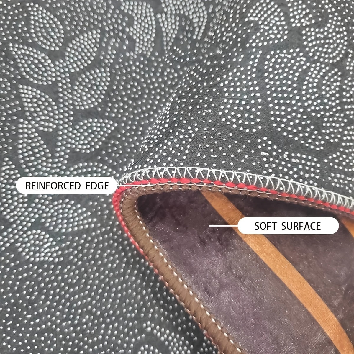 Tapis rond berbère noir et blanc, Ø 120 cm imprimé plat