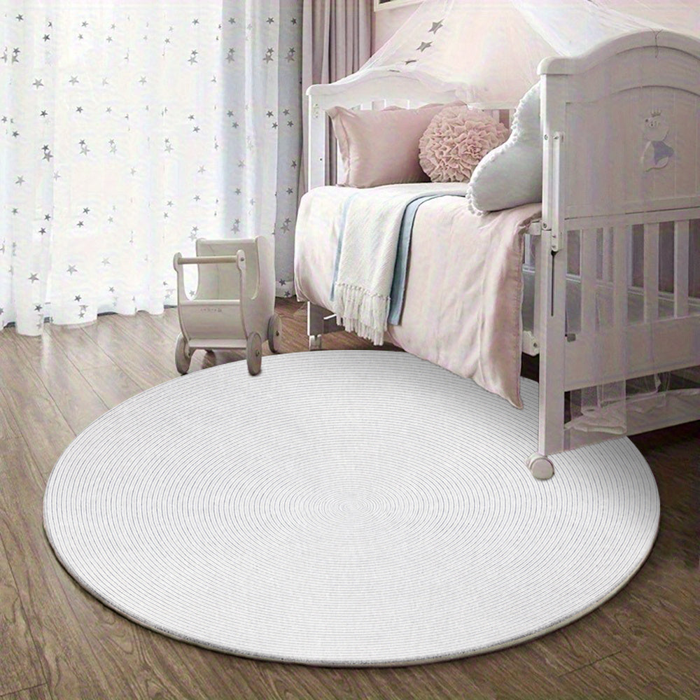 Tapis rond blanc à cercles fins, 810 g/m², dès le Ø 70 cm