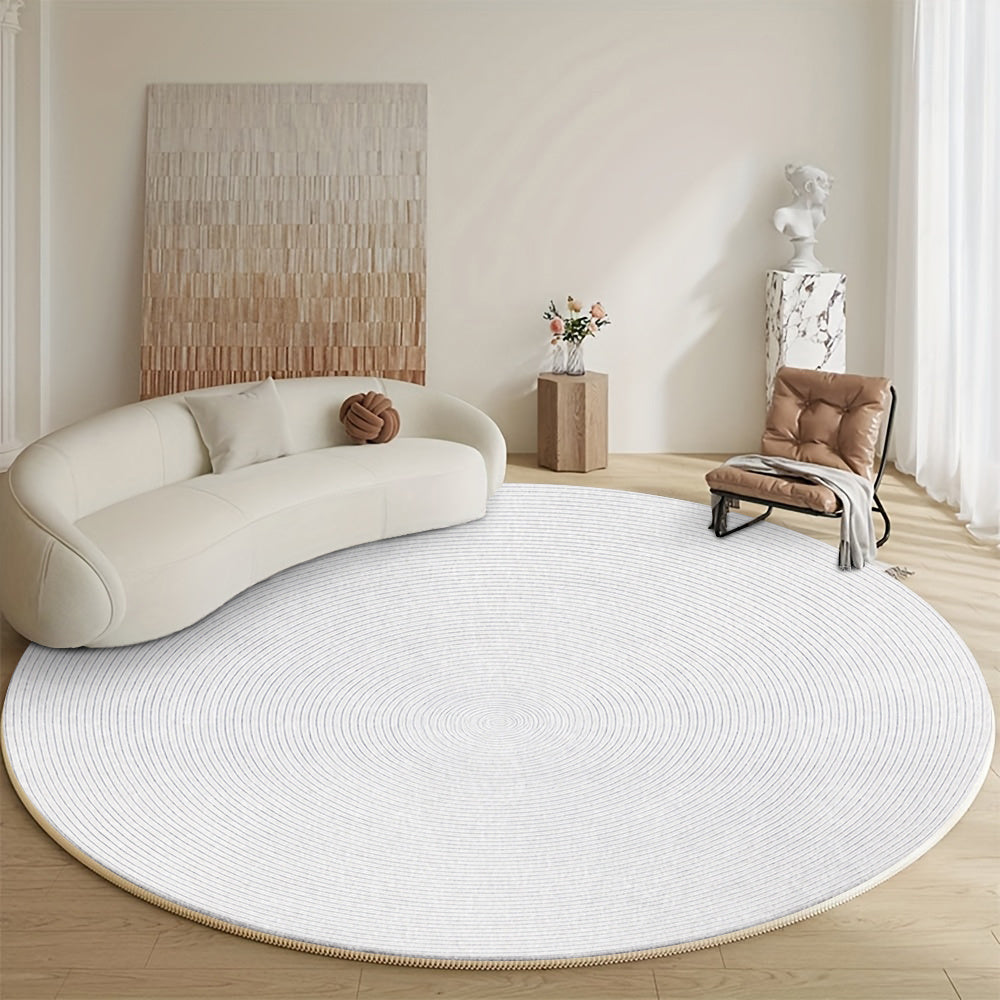 Tapis rond blanc à cercles fins, 810 g/m², dès le Ø 70 cm