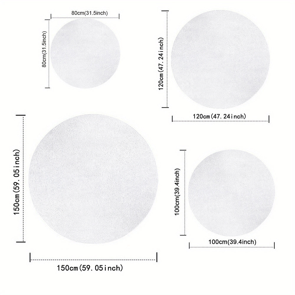 Tapis rond blanc à cercles fins, 810 g/m², dès le Ø 70 cm