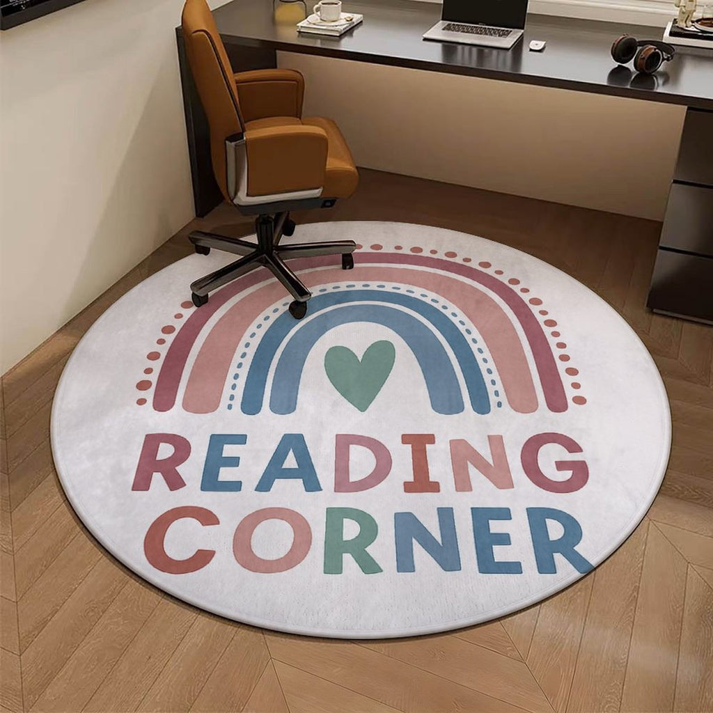 Tapis rond blanc à arc-en-ciel bohème, cinq diamètres ronds