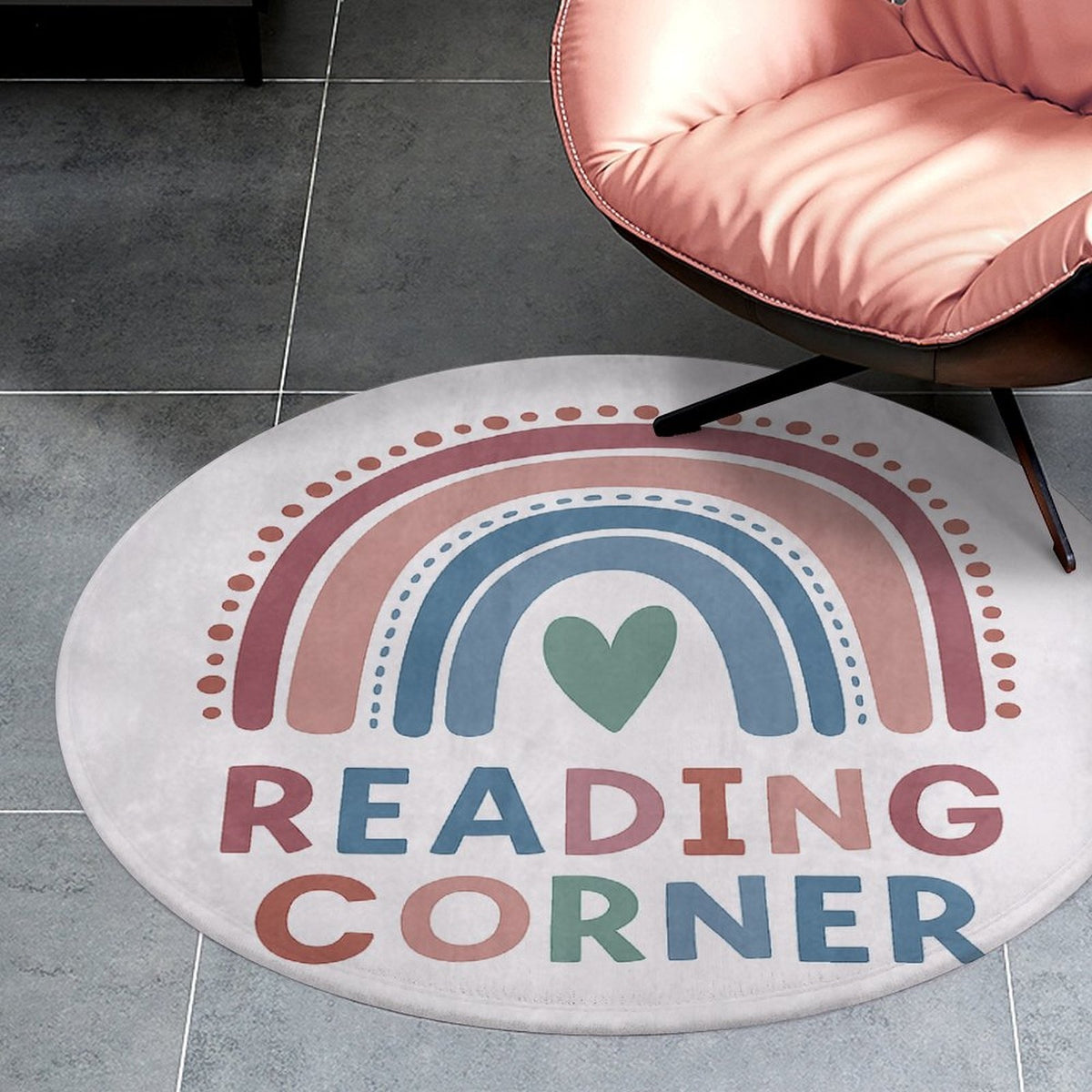Tapis rond blanc à arc-en-ciel bohème, cinq diamètres ronds