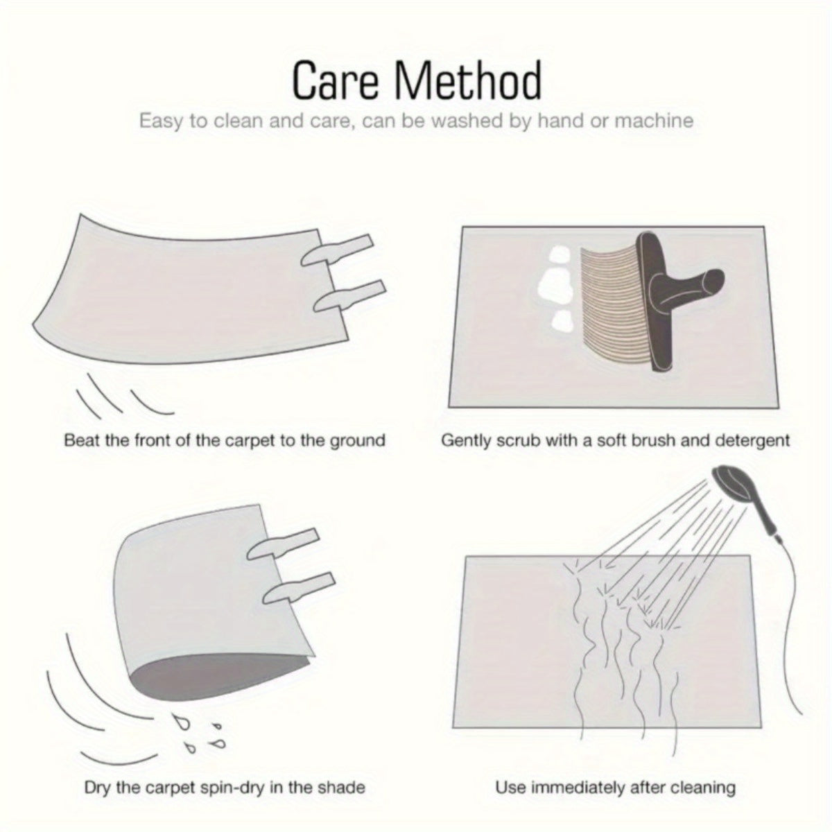 Tapis rond blanc cassé à rayures beige, dos TPR adhérent