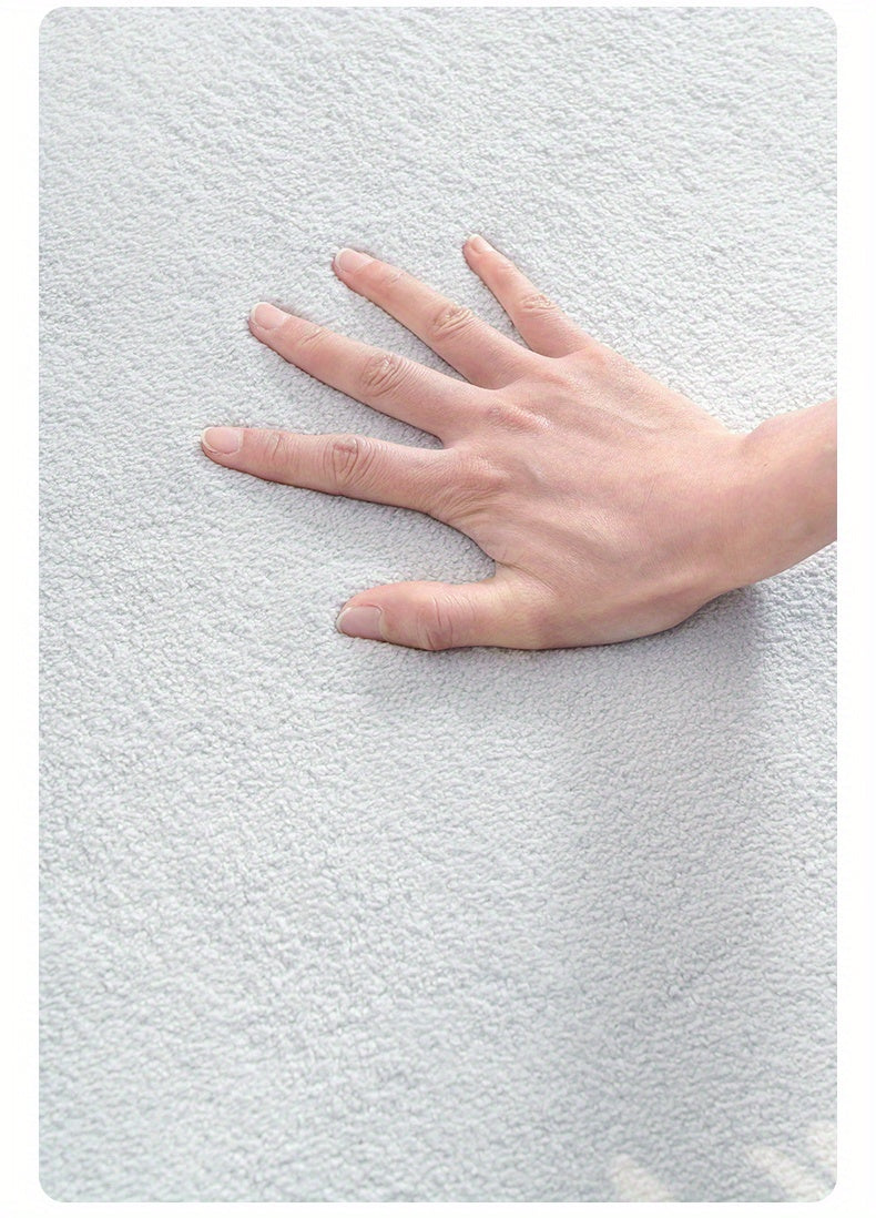 Tapis rond blanc à couronne de traits, faux cachemire doux