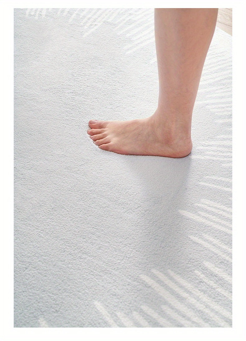 Tapis rond blanc à couronne de traits, faux cachemire doux