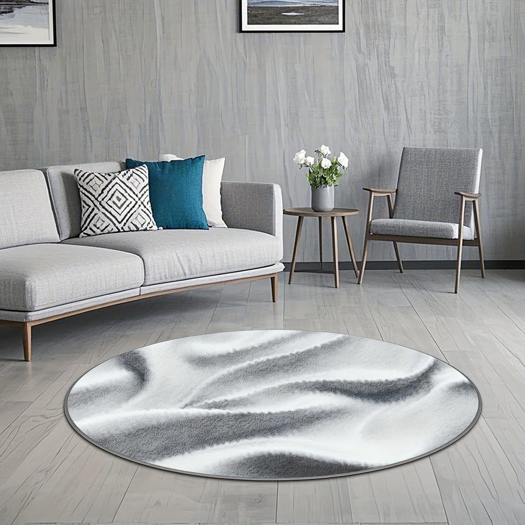 Tapis rond blanc à effet de drapé, quatre cotes Ø 80-200