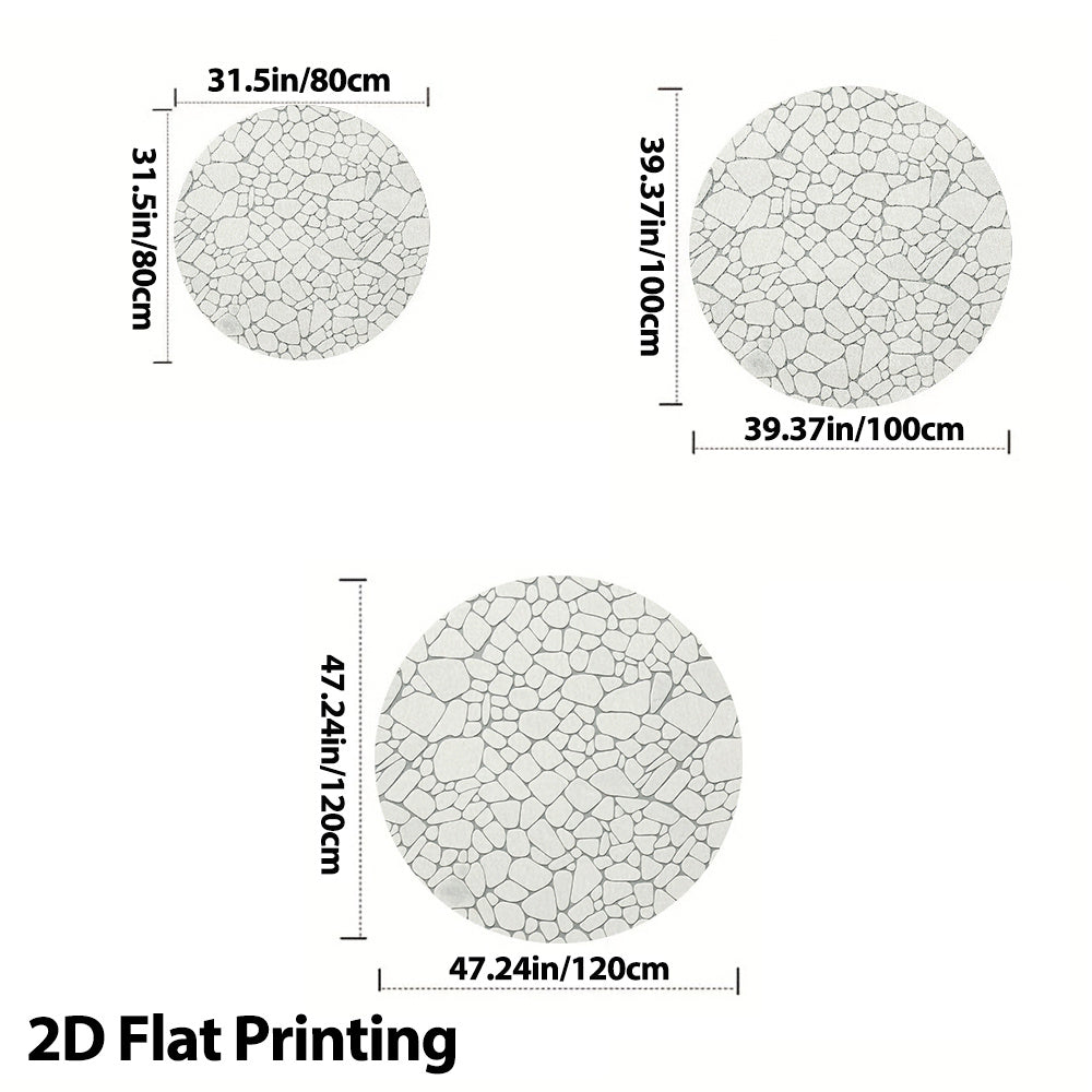 Tapis rond blanc à texture de galets en relief, Ø 120 cm