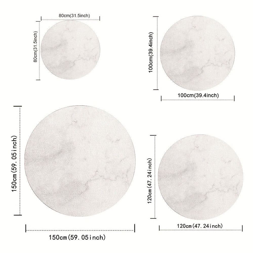 Tapis rond blanc marbré gris, huit diamètres dès 31,90 €