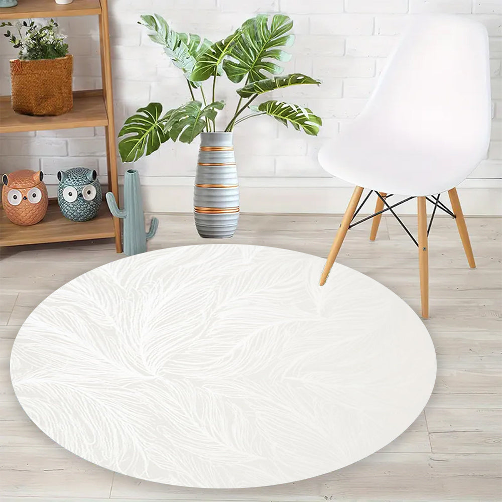 Tapis rond blanc à plumes, flanelle légère, Ø 60 à 120 cm