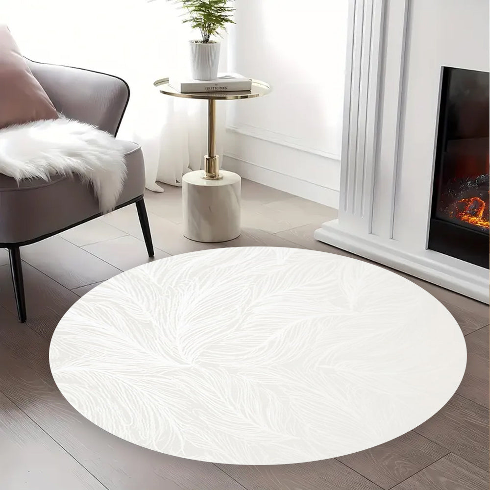 Tapis rond blanc à plumes, flanelle légère, Ø 60 à 120 cm