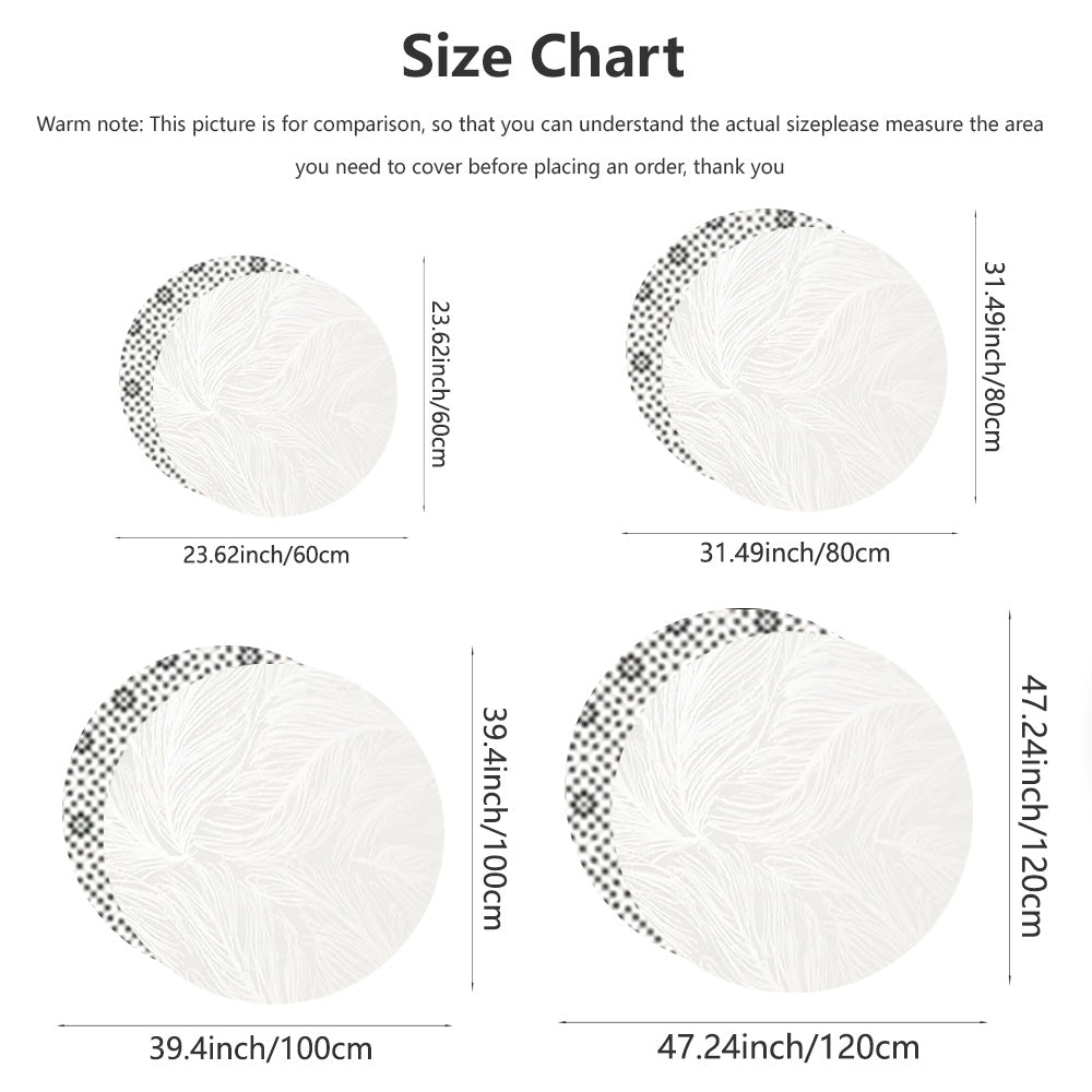Tapis rond blanc à plumes, flanelle légère, Ø 60 à 120 cm