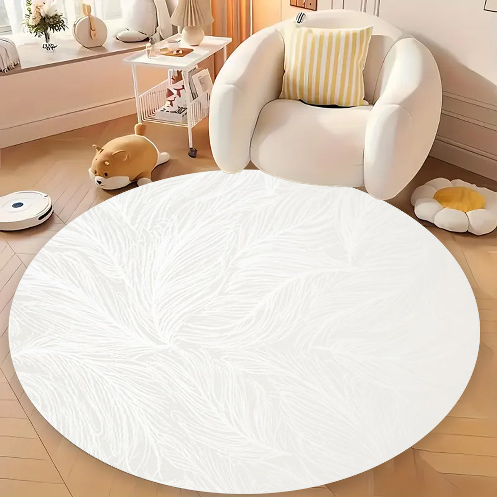 Tapis rond blanc à plumes, flanelle légère, Ø 60 à 120 cm
