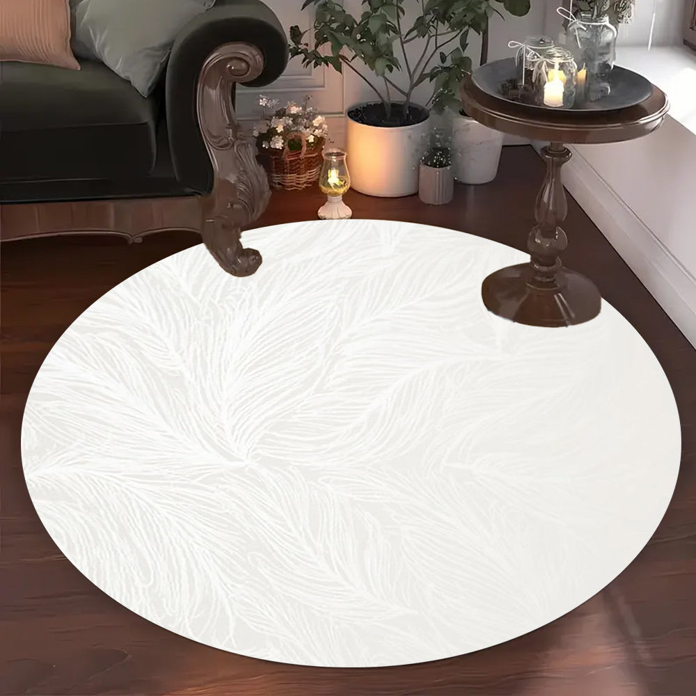 Tapis rond blanc à plumes, flanelle légère, Ø 60 à 120 cm