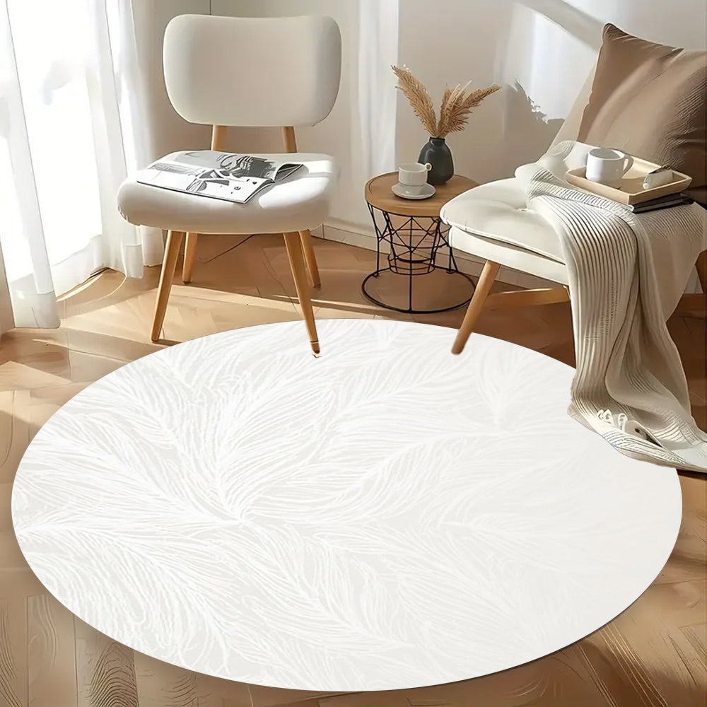 Tapis rond blanc à plumes, flanelle légère, Ø 60 à 120 cm