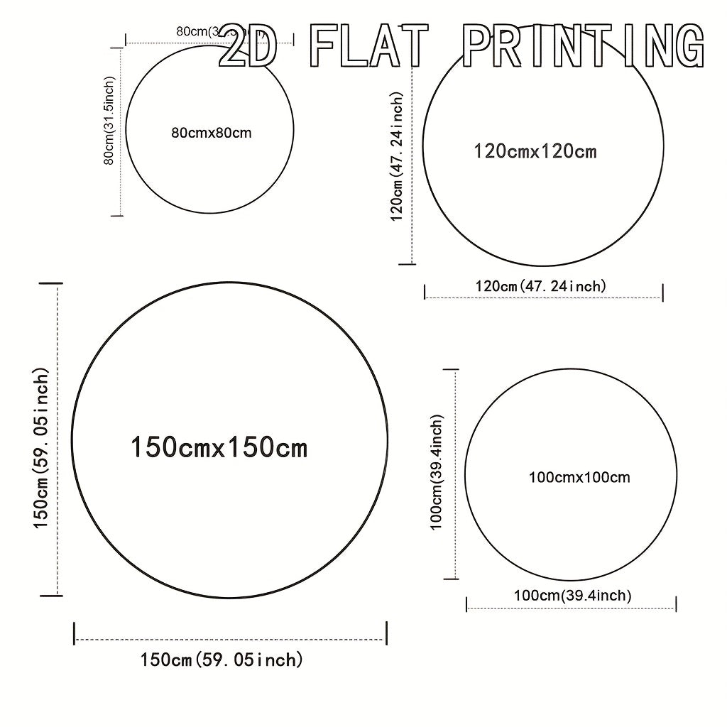 Tapis rond blanc veiné, imprimé 2D à plat, Ø 60 ou 80 cm