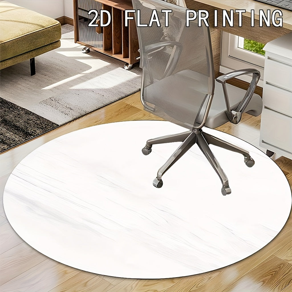 Tapis rond blanc veiné, imprimé 2D à plat, Ø 60 ou 80 cm