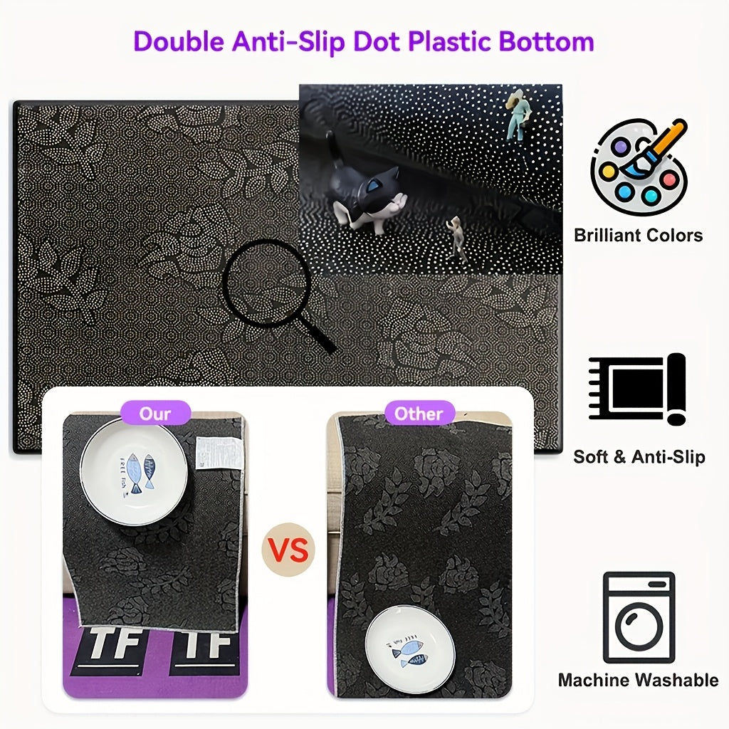 Tapis rond blanc veiné, imprimé 2D à plat, Ø 60 ou 80 cm