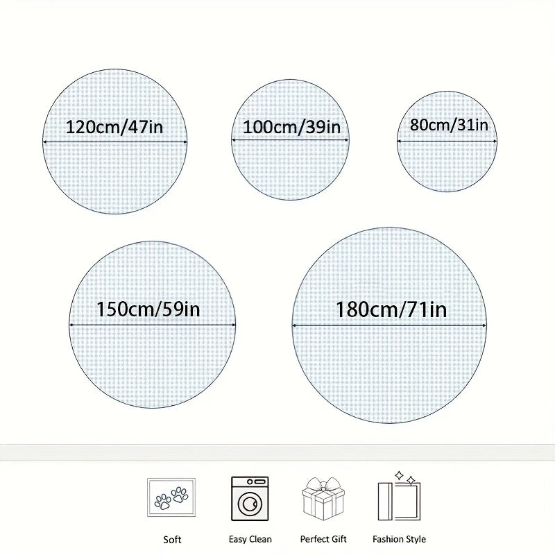 Tapis rond blanc en velours uni, 100 ou 180 cm de diamètre