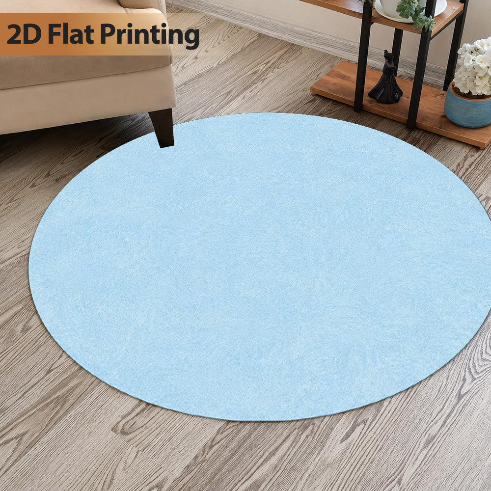 Tapis rond bleu ciel uni, velours plat de Ø 80 à 160 cm