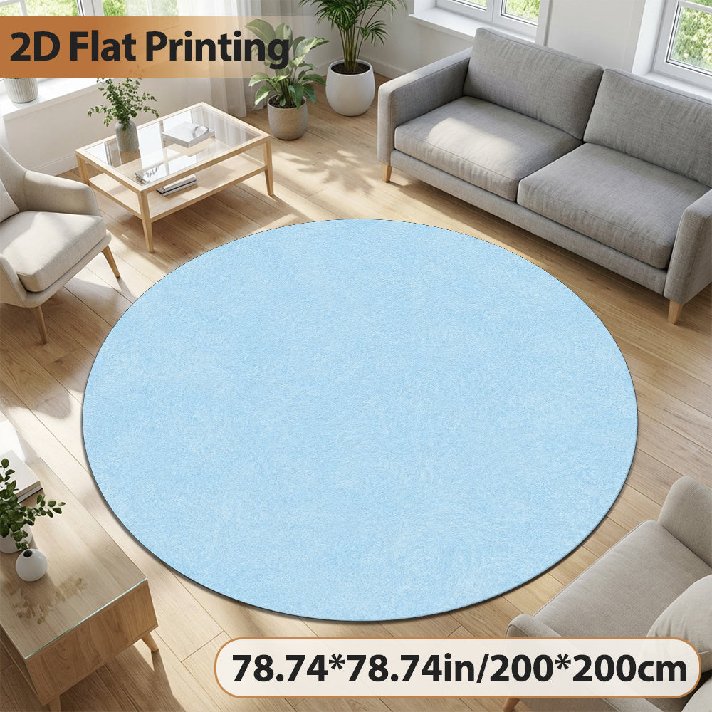 Tapis rond bleu ciel uni, velours plat de Ø 80 à 160 cm
