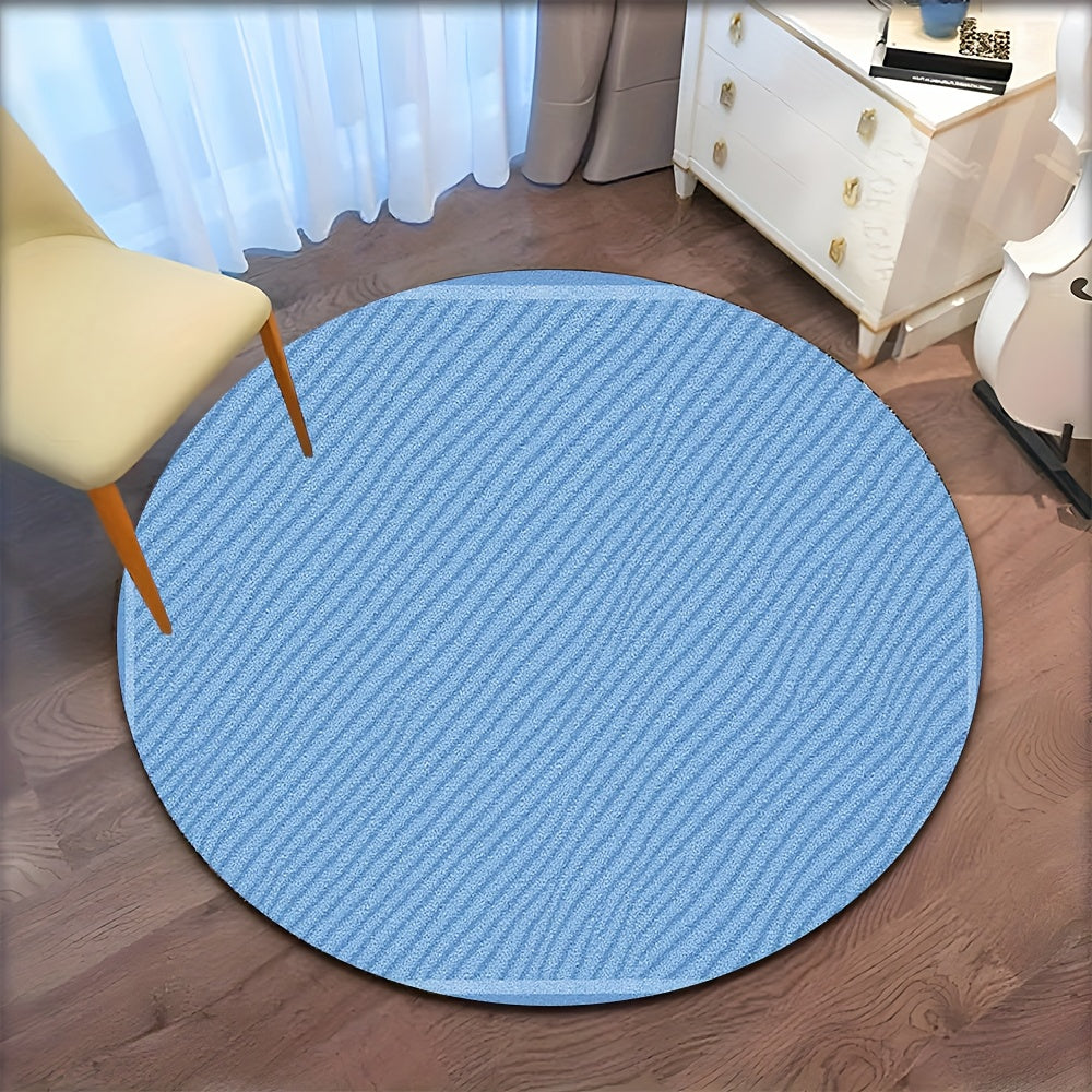 Tapis rond bleu clair à fines rayures diagonales, Ø 80 à 150 cm
