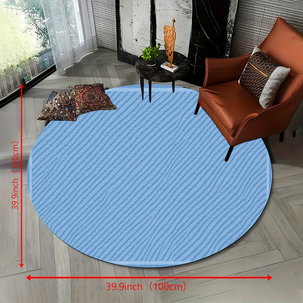 Tapis rond bleu clair à fines rayures diagonales, Ø 80 à 150 cm