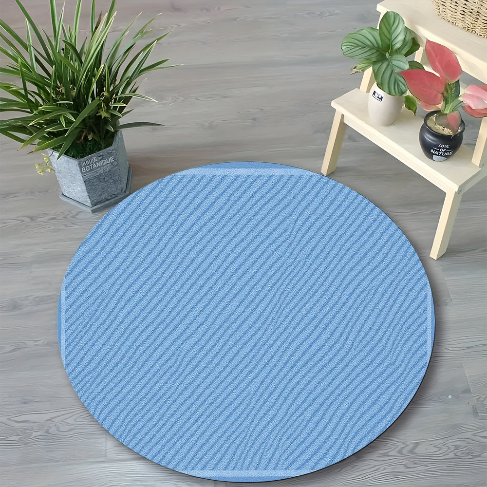 Tapis rond bleu clair à fines rayures diagonales, Ø 80 à 150 cm
