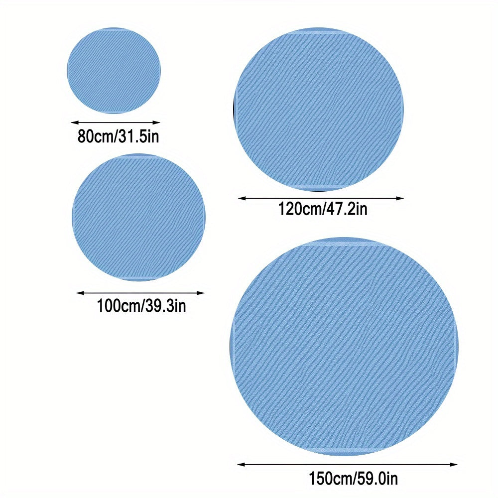 Tapis rond bleu clair à fines rayures diagonales, Ø 80 à 150 cm