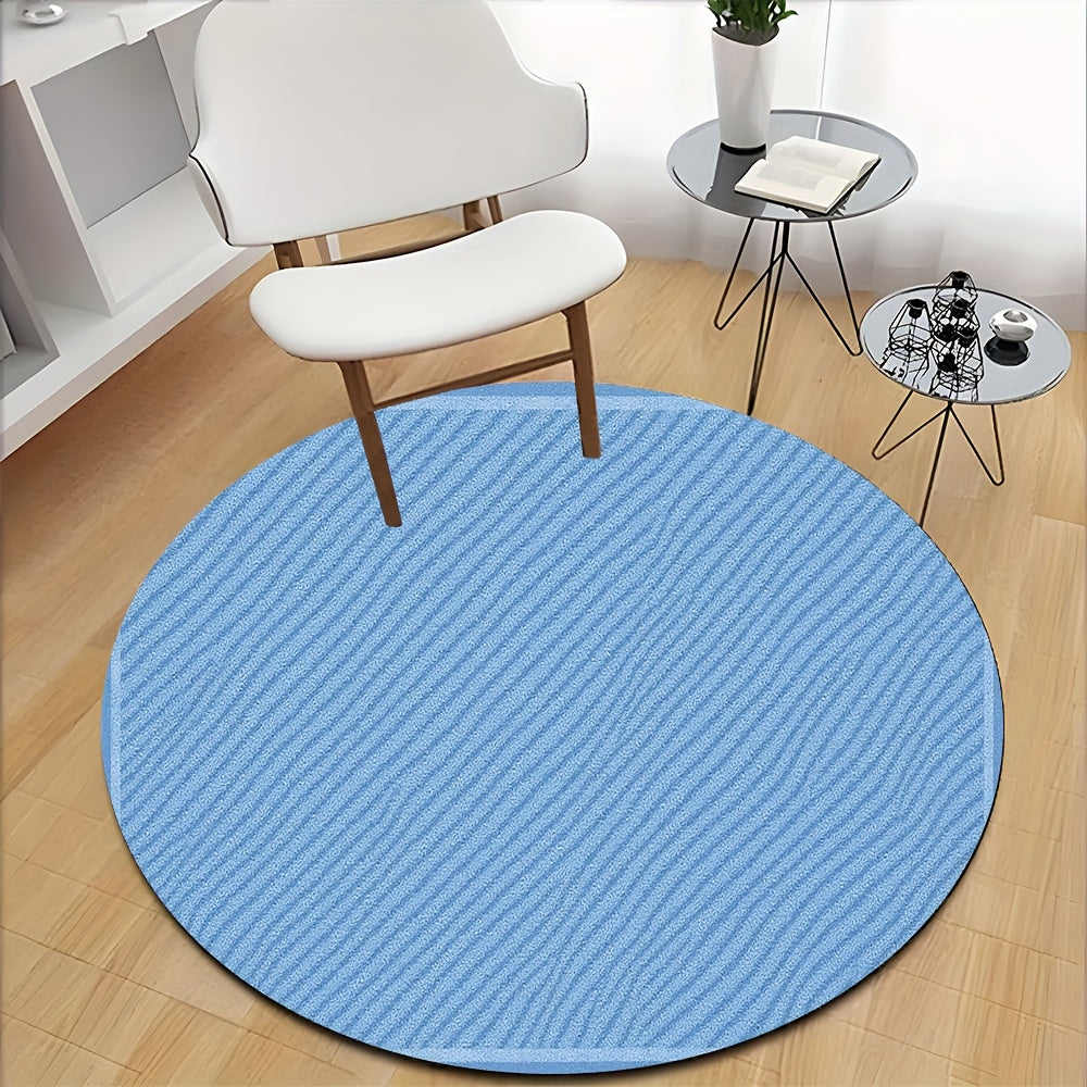 Tapis rond bleu clair à fines rayures diagonales, Ø 80 à 150 cm