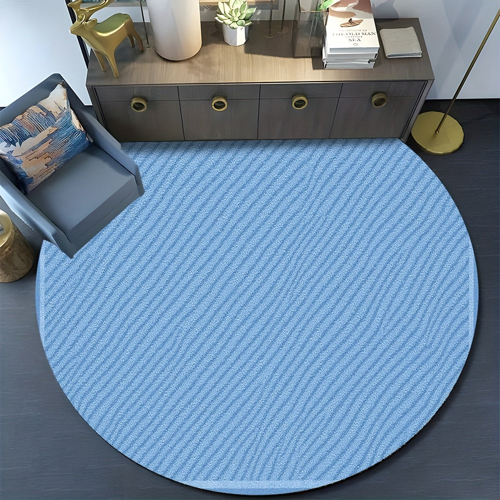 Tapis rond bleu clair à fines rayures diagonales, Ø 80 à 150 cm