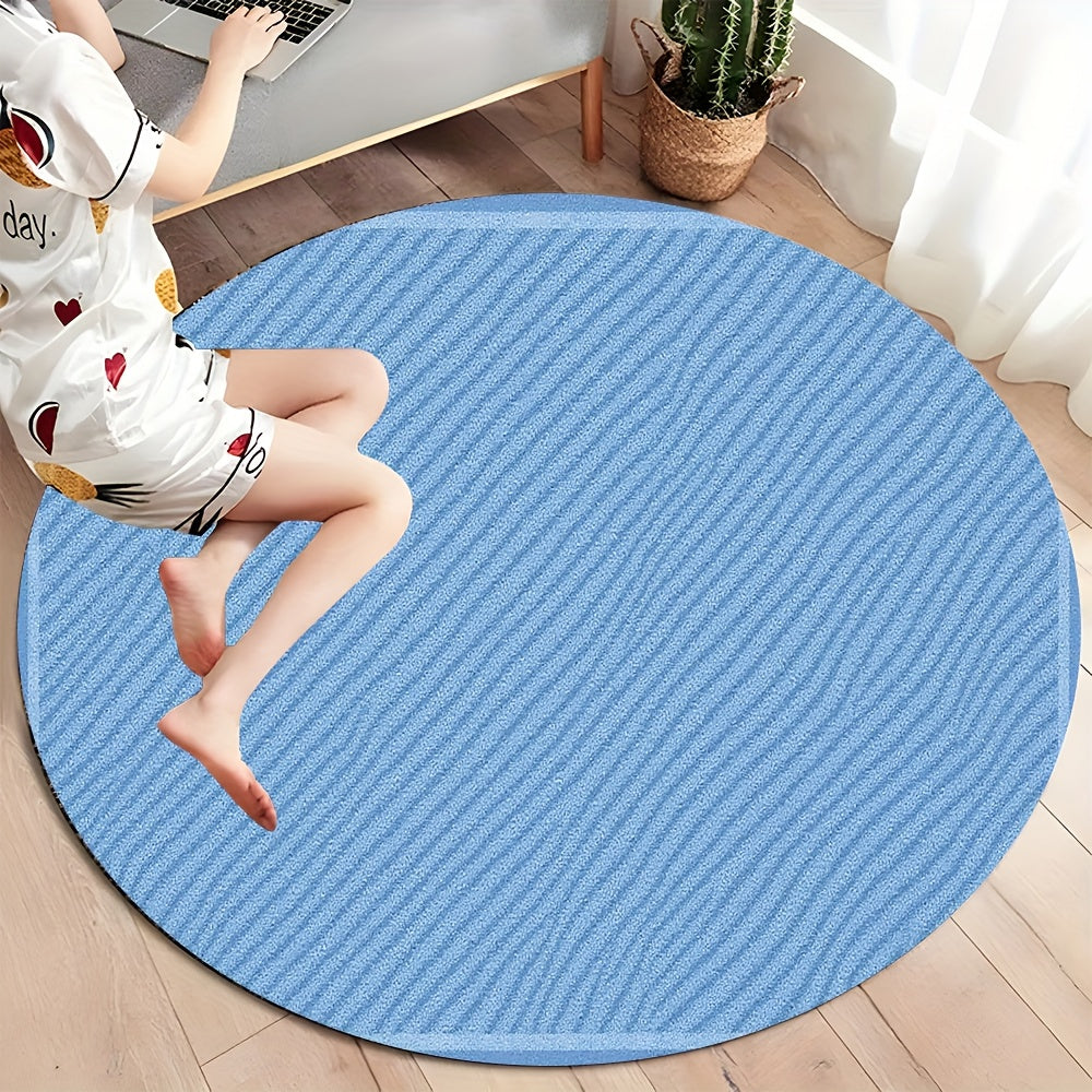 Tapis rond bleu clair à fines rayures diagonales, Ø 80 à 150 cm