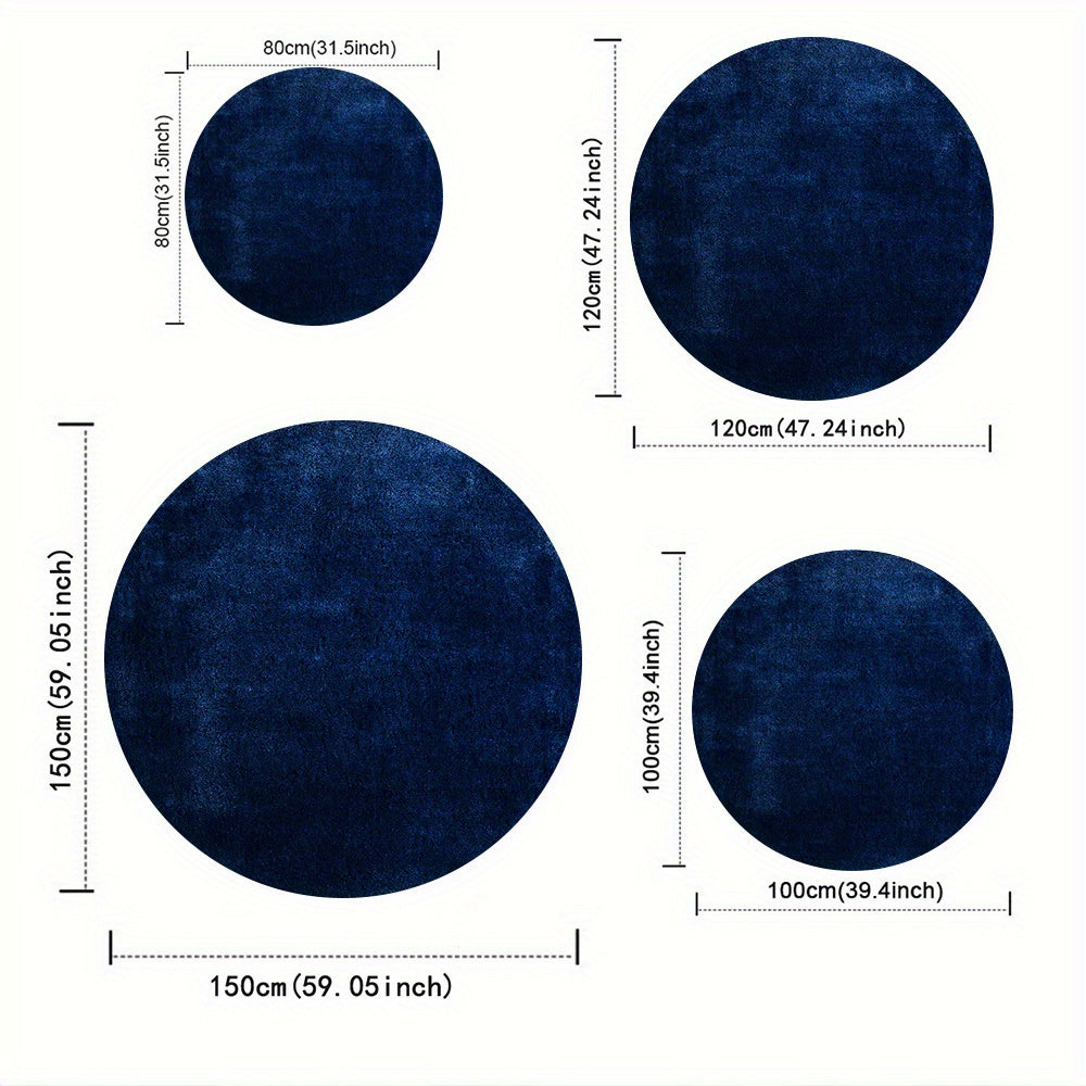 Tapis rond bleu marine à poils courts, Ø 120, 170 ou 180 cm
