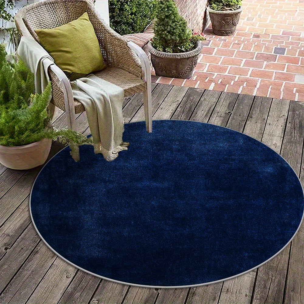 Tapis rond bleu marine à poils courts, Ø 120, 170 ou 180 cm