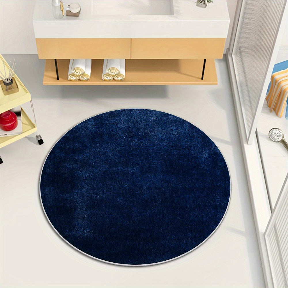 Tapis rond bleu marine à poils courts, Ø 120, 170 ou 180 cm