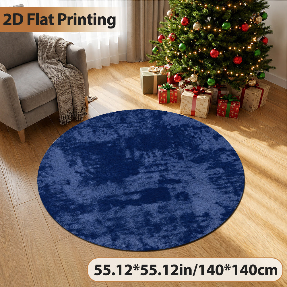 Tapis rond marine moucheté de clair, Ø 120 cm, velours coupé